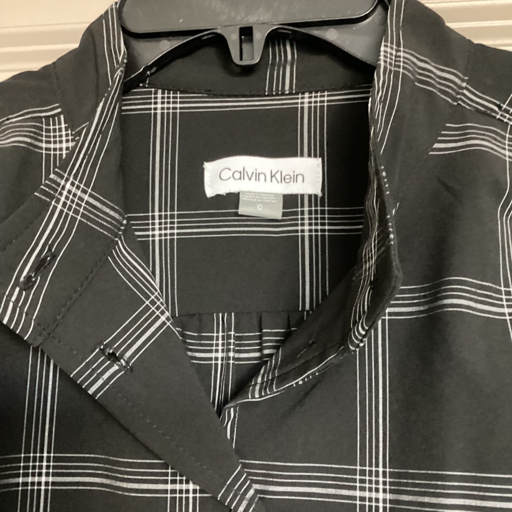 Calvin Klein Windowpane Plaid Cap Sleeve Midi Shirtdress, size 10 - Picture 5 of 12